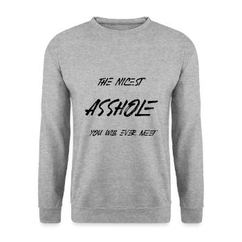 JE SUIS LE PLUS BEAU TROU DU CUL QUE TU RENCONTRERAS JAMAIS - Sweat-shirt Unisexe - gris chiné - Devant - Alina (178cm) & Michal (187cm)