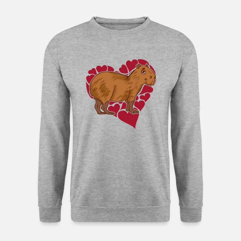 Capybara Love - Unisex Pullover - Weißgrau meliert
