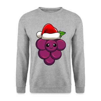 Weintrauben Weihnachten Comic Xmas - Unisex Pullover - Weißgrau meliert - Vorne - Alina (178cm) & Michal (187cm)
