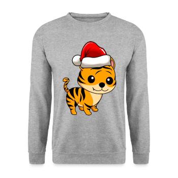 Tiger Comic Christmas - Unisex Sweatshirt - salt & pepper - Front - Alina (178cm) & Michal (187cm)
