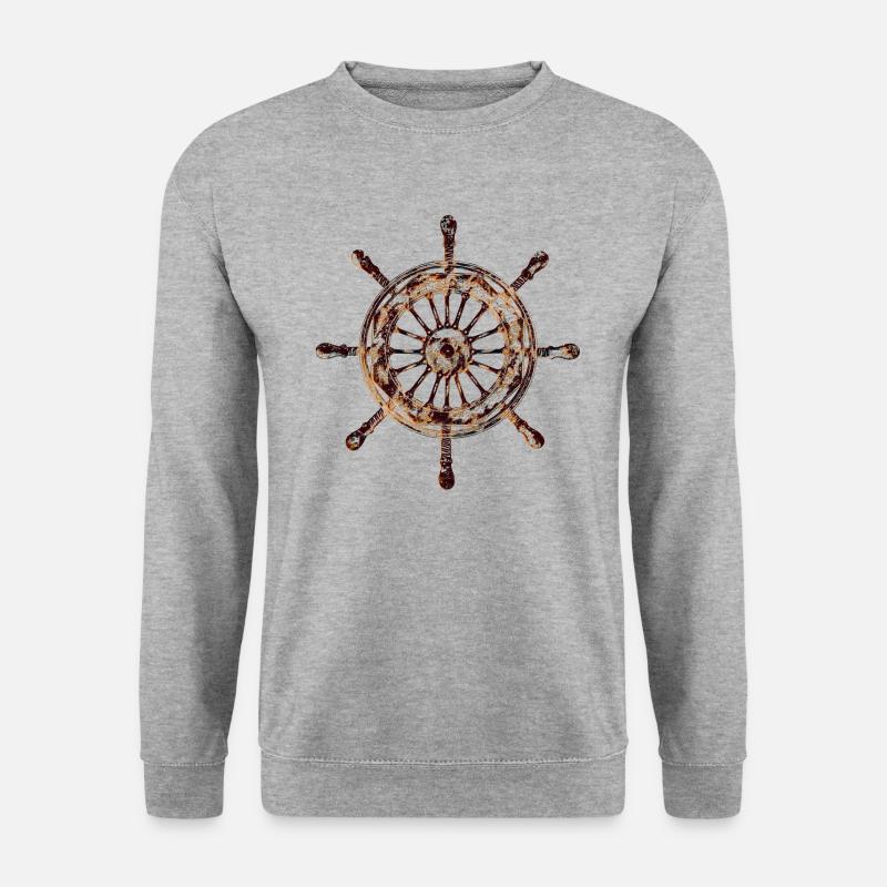 Schrauben-Steuerrad (rostbraun) - Unisex Pullover - Weißgrau meliert