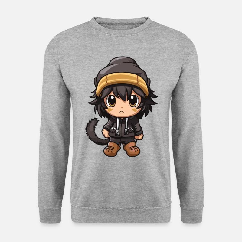 Affe Winter Tier Niedlich Comic - Unisex Pullover - Weißgrau meliert