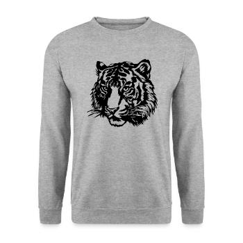 Tiger - Unisex Pullover - Weißgrau meliert - Vorne - Alina (178cm) & Michal (187cm)
