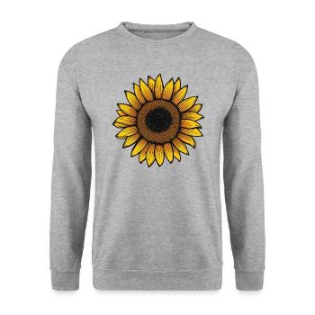 Sonnenblume - Unisex Pullover - Weißgrau meliert - Vorne - Alina (178cm) & Michal (187cm)