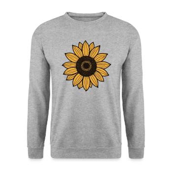 Sonnenblume - Unisex Pullover - Weißgrau meliert - Vorne - Alina (178cm) & Michal (187cm)
