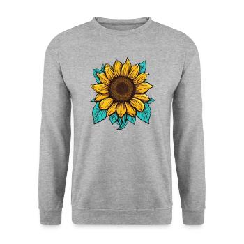Sonnenblume - Unisex Pullover - Weißgrau meliert - Vorne - Alina (178cm) & Michal (187cm)