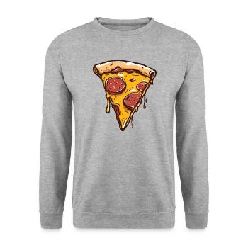 Pizza - Unisex Pullover - Weißgrau meliert - Vorne - Alina (178cm) & Michal (187cm)