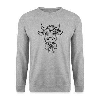 Kuh Kühe - Unisex Pullover - Weißgrau meliert - Vorne - Alina (178cm) & Michal (187cm)