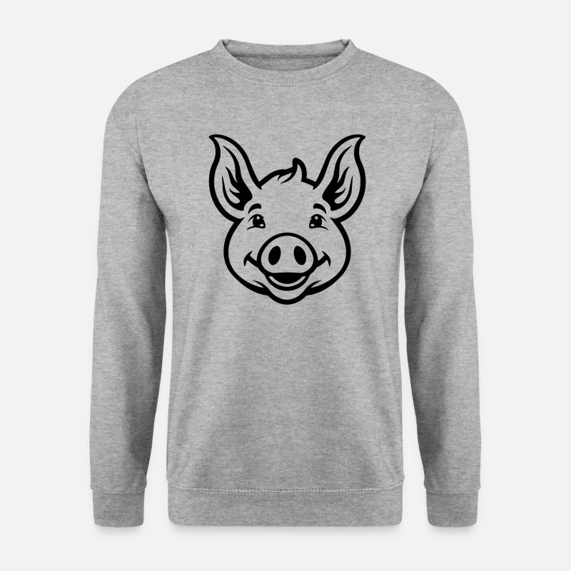 Schwein Schweinchen - Unisex Pullover - Weißgrau meliert