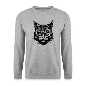 Chats, Dame aux chats, Amoureux des chats, Visage de chat - Sweat-shirt Unisexe - gris chiné - Devant - Alina (178cm) & Michal (187cm)