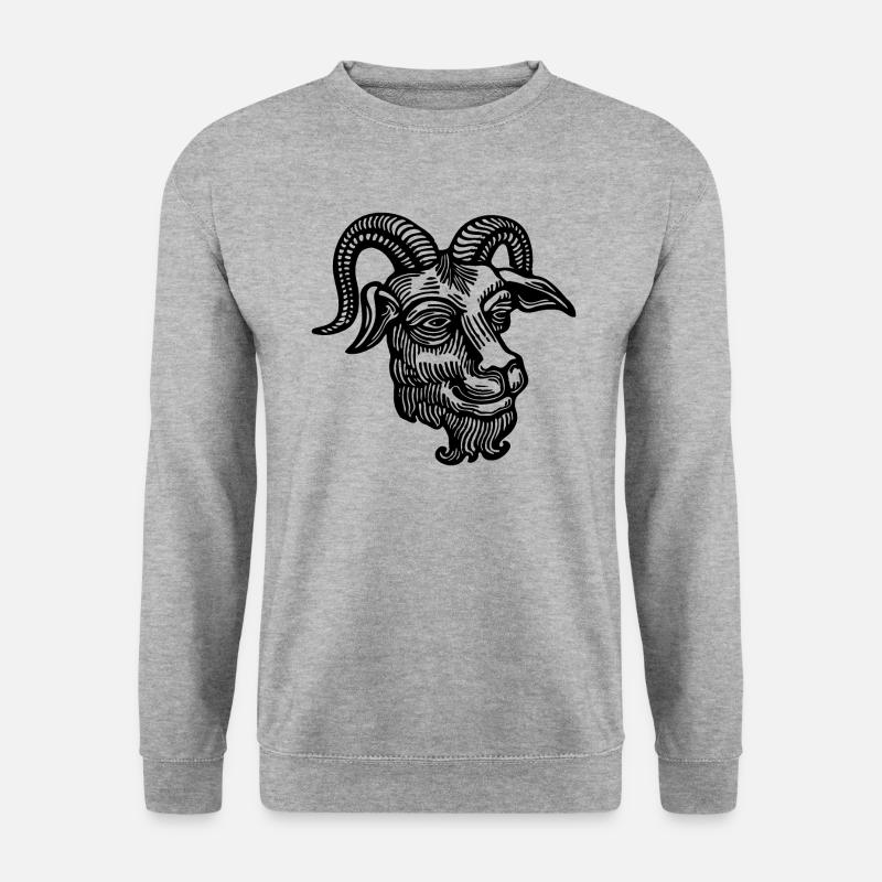 Steinbock Ziege - Unisex Pullover - Weißgrau meliert