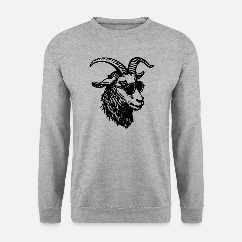 Ziege Steinbock Ziegenbock - Unisex Pullover - Weißgrau meliert