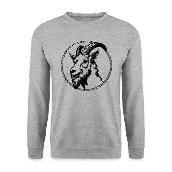 Ziege Steinbock Ziegenbock - Unisex Pullover - Weißgrau meliert - Vorne - Alina (178cm) & Michal (187cm)