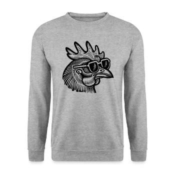 Huhn Hühnerstall - Unisex Pullover - Weißgrau meliert - Vorne - Alina (178cm) & Michal (187cm)