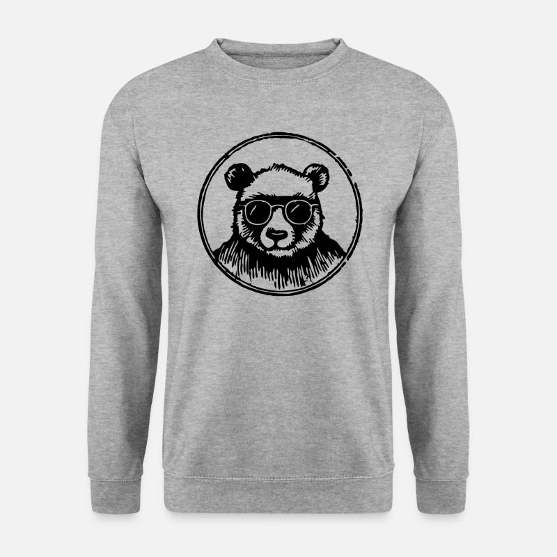 Panda Pandabär - Unisex Pullover - Weißgrau meliert