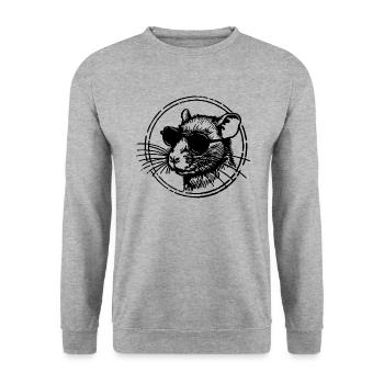 Maus Ratte - Unisex Pullover - Weißgrau meliert - Vorne - Alina (178cm) & Michal (187cm)