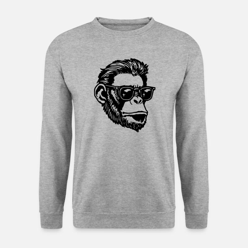 Affe Affen Affengesicht - Unisex Pullover - Weißgrau meliert