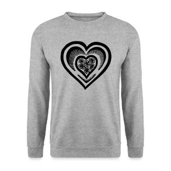 Herz - Unisex Pullover - Weißgrau meliert - Vorne - Alina (178cm) & Michal (187cm)