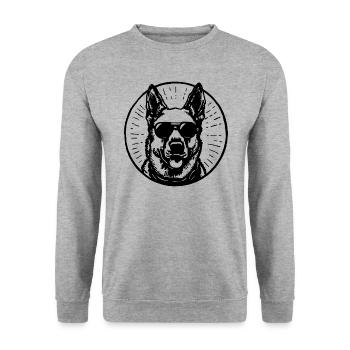 Schäferhund Hund Hundekopf - Unisex Pullover - Weißgrau meliert - Vorne - Alina (178cm) & Michal (187cm)
