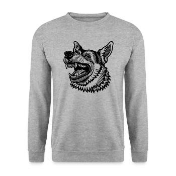 Schäferhund Hund Hundekopf - Unisex Pullover - Weißgrau meliert - Vorne - Alina (178cm) & Michal (187cm)
