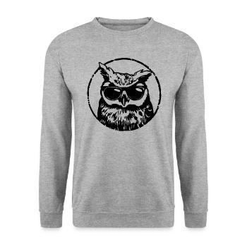 Eule - Unisex Pullover - Weißgrau meliert - Vorne - Alina (178cm) & Michal (187cm)