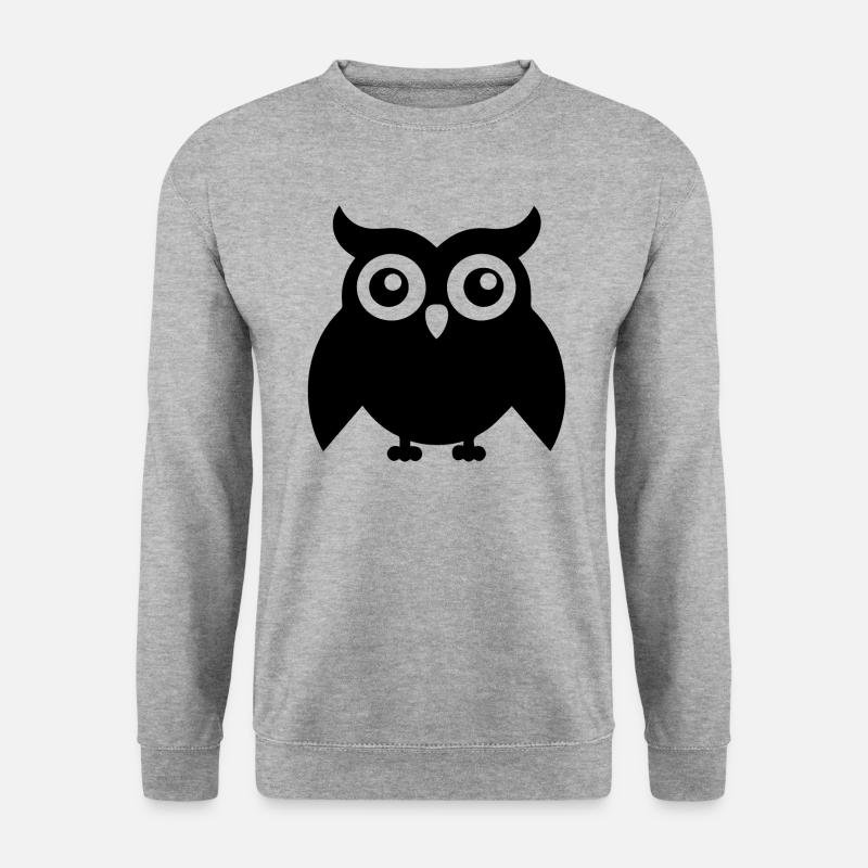 Eule - Unisex Pullover - Weißgrau meliert