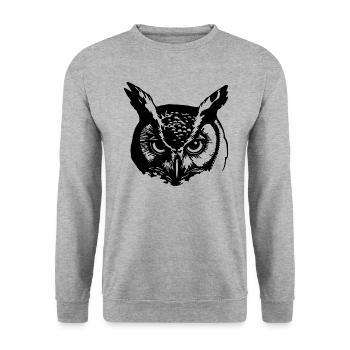 Eule - Unisex Pullover - Weißgrau meliert - Vorne - Alina (178cm) & Michal (187cm)