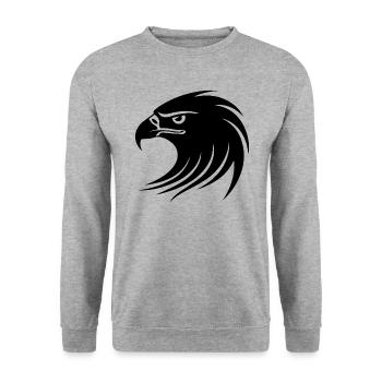 Adler Adlerkopf - Unisex Pullover - Weißgrau meliert - Vorne - Alina (178cm) & Michal (187cm)