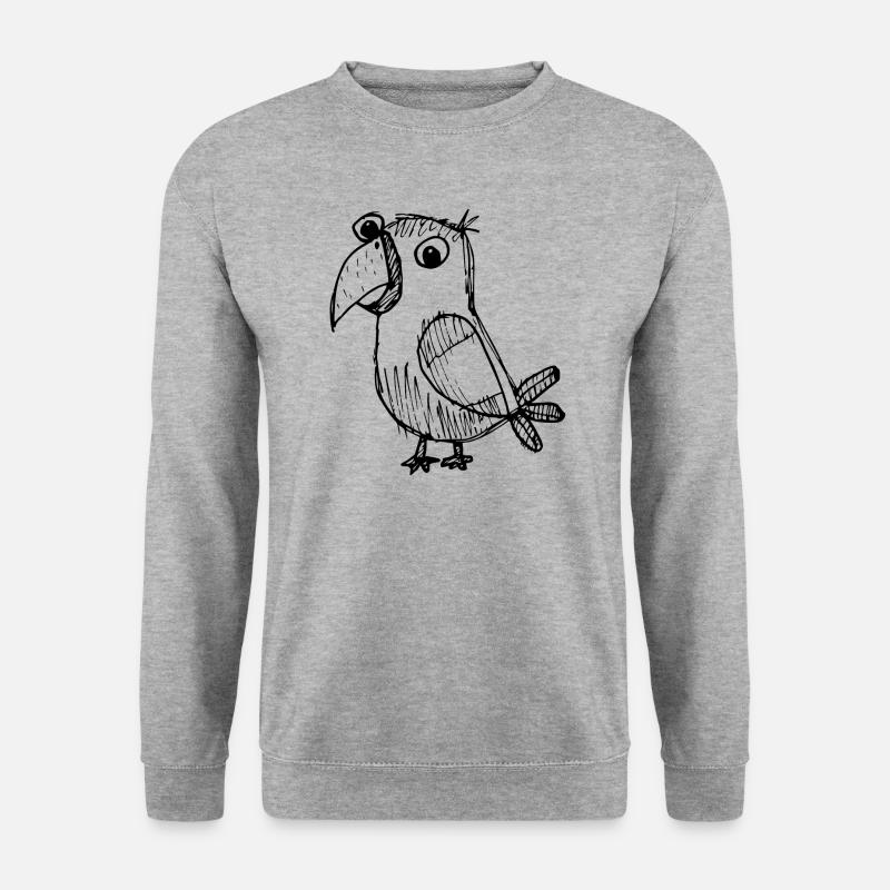 Papagei Vogel - Unisex Pullover - Weißgrau meliert
