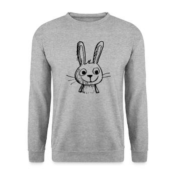 Hase Kaninchen - Unisex Pullover - Weißgrau meliert - Vorne - Alina (178cm) & Michal (187cm)