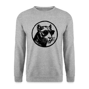 Panther - Unisex Pullover - Weißgrau meliert - Vorne - Alina (178cm) & Michal (187cm)