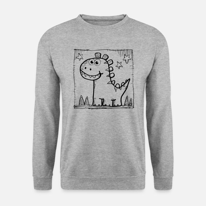 Dinosaurier Dino - Unisex Pullover - Weißgrau meliert