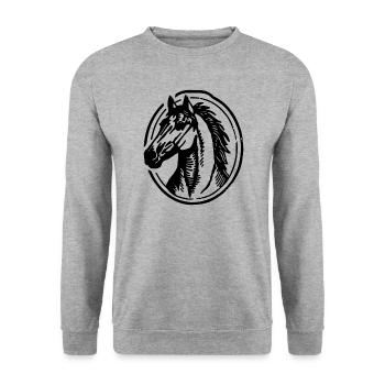 Cheval Chevaux Équitation Cavalier - Sweat-shirt Unisexe - gris chiné - Devant - Alina (178cm) & Michal (187cm)