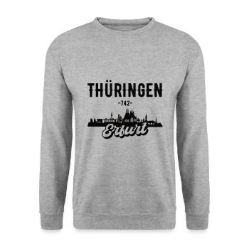 Erfurt Thüringer Thüringen Geschenk - Unisex Pullover - Weißgrau meliert - Vorne - Alina (178cm) & Michal (187cm)