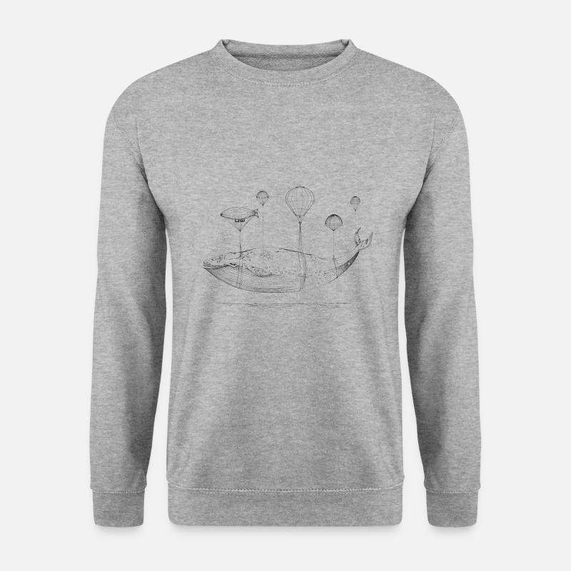 Wal-Heißluftballonfahren - Unisex Pullover - Weißgrau meliert
