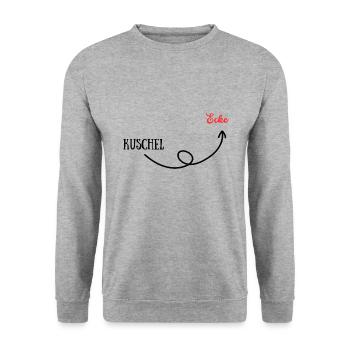 Kuschelecke - Unisex Pullover - Weißgrau meliert - Vorne - Alina (178cm) & Michal (187cm)