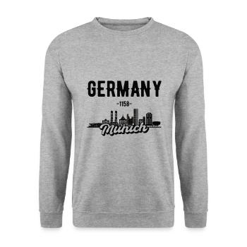 Munich Allemagne Accueil Cadeau - Sweat-shirt Unisexe - gris chiné - Devant - Alina (178cm) & Michal (187cm)