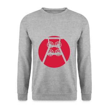 Ruhrpott Zeche Förderturm (v) - Unisex Pullover - Weißgrau meliert - Vorne - Alina (178cm) & Michal (187cm)