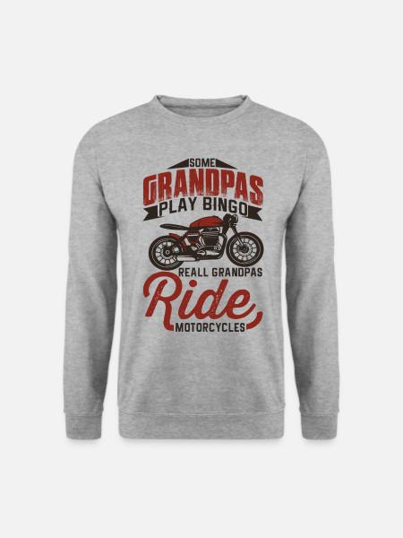 Motorrad witzig cool Opa Motorrad fahren Geschenk - Unisex Pullover - Weißgrau meliert