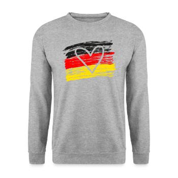 We love Germany flag flag German German - Unisex Sweatshirt - salt & pepper - Front - Alina (178cm) & Michal (187cm)