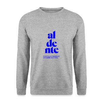 aldente: consume lovers and pasta responsibly - Unisex Pullover - Weißgrau meliert - Vorne - Alina (178cm) & Michal (187cm)