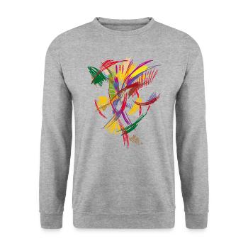 Farben Muster - Unisex Pullover - Weißgrau meliert - Vorne - Alina (178cm) & Michal (187cm)