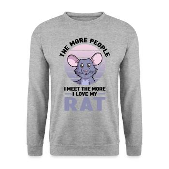 Ratte als Haustier - Unisex Pullover - Weißgrau meliert - Vorne - Alina (178cm) & Michal (187cm)