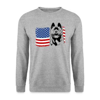 Drapeau américain AKITA America Wilsigns - Sweat-shirt Unisexe - gris chiné - Devant - Alina (178cm) & Michal (187cm)