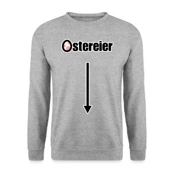Ostereier | Mit Pfeil nach unten - Unisex Pullover - Weißgrau meliert - Vorne - Alina (178cm) & Michal (187cm)