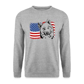 Samoyed America Flag Dog Dogs Wilsigns - Unisex Sweatshirt - salt & pepper - Front - Alina (178cm) & Michal (187cm)