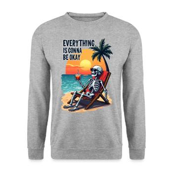 Alles wird gut - Unisex Pullover - Weißgrau meliert - Vorne - Alina (178cm) & Michal (187cm)