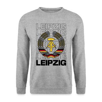 Leipzig – Hammer, Zirkel, Ährenkranz - Unisex Pullover - Weißgrau meliert - Vorne - Alina (178cm) & Michal (187cm)