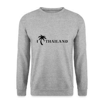 I LOVE THAILAND Gift Idea Palm - Unisex Sweatshirt - salt & pepper - Front - Alina (178cm) & Michal (187cm)