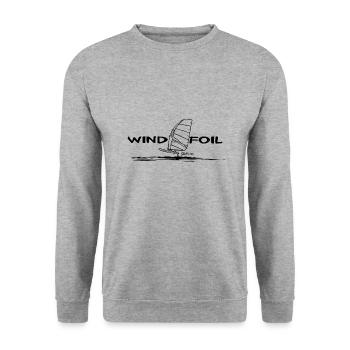 Windsurf Foil / Foiling with writing Sketch - Unisex Sweatshirt - salt & pepper - Front - Alina (178cm) & Michal (187cm)